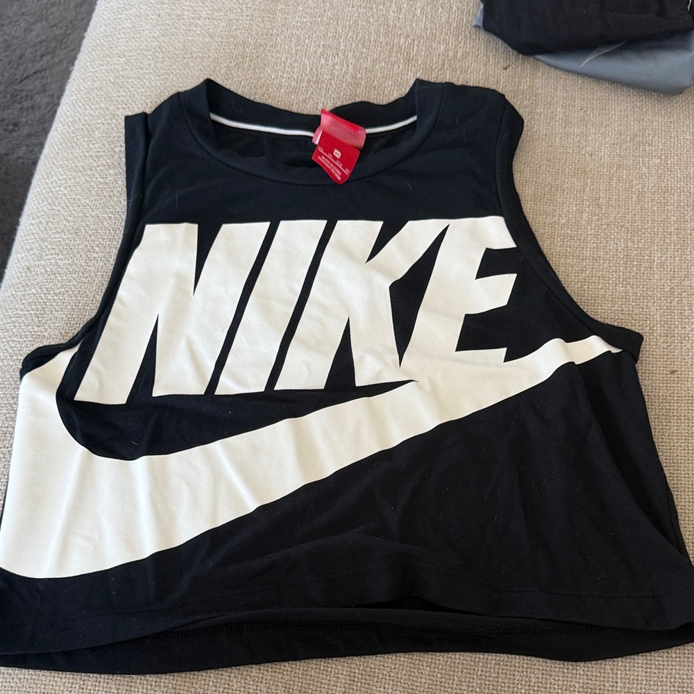 Nike Black and White Logo Crop Top